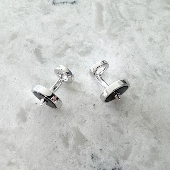 Eddie Borgo Spike Cufflinks Men 925 Sterling Silver Black‎ Modern - Picture 5 of 9